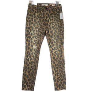 NWT PacSun Leopard Print Skinny Jeans Size 27 Mid-Rise Distressed